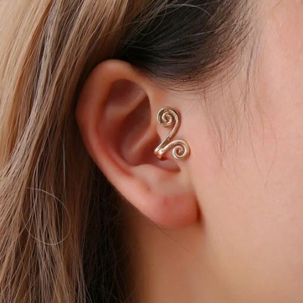 Tragus Swirl Ear Cuff- gold tone